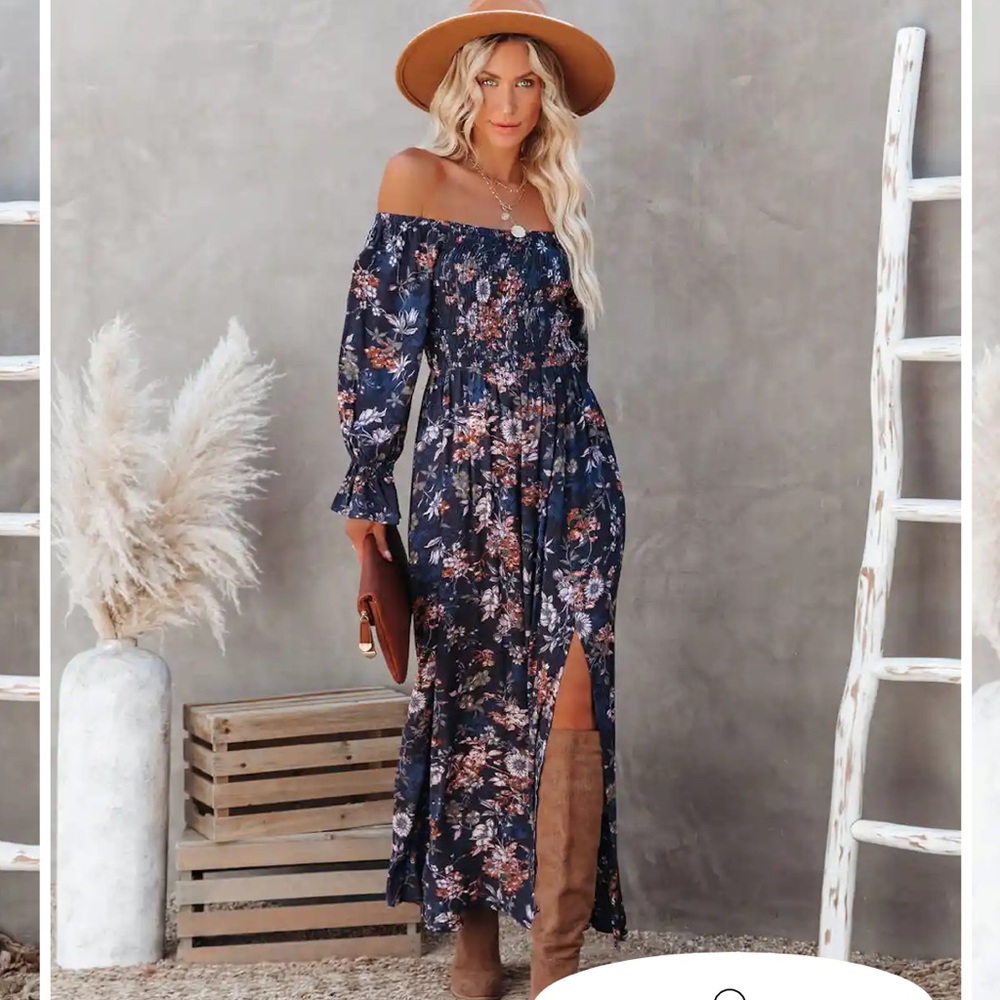 Vici size small fall floral off the shoulder maxi dress